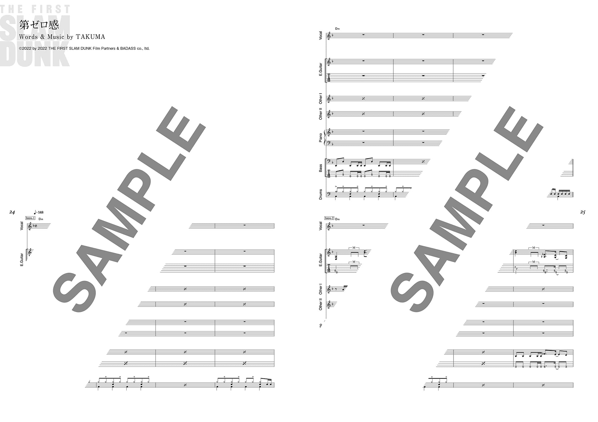 The First Slam Dunk Movie Theme Song Band Score sample score